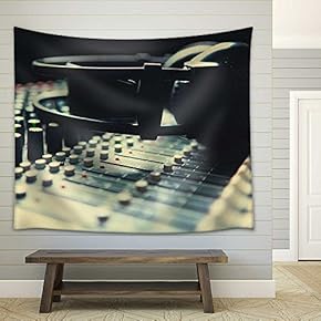 Headpnones on Soundmixer - Fabric Wall Tapestry Home Decor - 51x60 inches