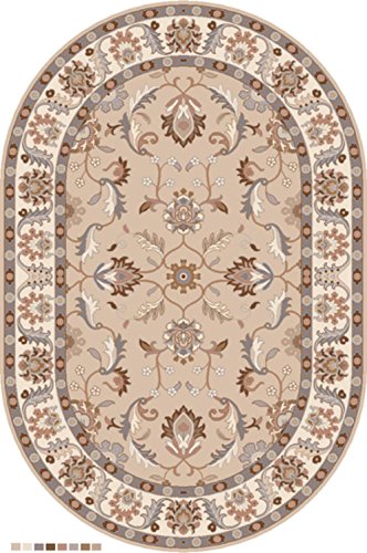 Download 6' x 9' Publius Mushroom Brown and Creme Hand Tufted Oval Wool Area Throw Rug
