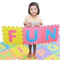 SAFEST Non Toxic Alphabet Puzzle Mat | THICKEST ABC + Numbers 0 to 9 Flooring Mat | Bonus Fun Learning eBook | Reusable Carry Bag | Kids Learn & Play with Interlocking Puzzle Pieces | Eva Foam