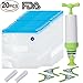 Sous Vide Bags Kit for Anova Cookers - 20 BPA Free Food Vacuum Sealed Bags, 1 Hand Pump, 2 Bag Sealing Clips and 4 Sous Vide Clips, Reusable & Easy to Use, Practical for Food Storage & Cooking