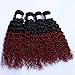 ATOZWIG@Malaysian ombre curly hair 1b#99j dark root burgundy end 2 tone colored kinky curly 3 bundles red human hair weave Hanne hair