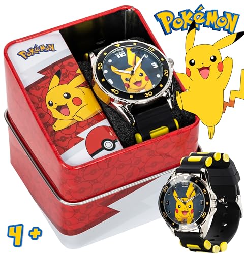Accutime Kids Pokemon Pikachu Analog Quartz Watch for Boys, Girls, and Adults All Ages
