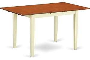 East West Furniture Norfolk Kitchen Dining Rectangle Wooden Table Top with Butterfly Leaf, 32x54 Inch, Nft-whi-t