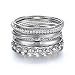 Ensoul Twisted Multiple Metal Bracelets & Bangles Set For Women 12Pcs/Set W/Clear Rhinestones
