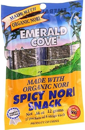 Emerald Cove Silver Grade Organic Spicy Nori (Toasted Seaweed) Snacks, 48-Count Packets (Pack of 6) ( Value Bulk Multi-pack)