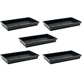 Bootstrap Farmer 5-Pack Black 1020 Trays, Heavy Duty Seed Starter Tray with No Drain Holes, Seedling Flats Microgreens, 2.525 Inches Deep