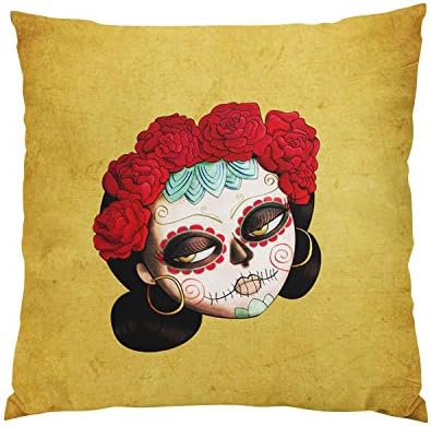 Gygarden Romantic La Catrina - Dia de Los Muertos Girl Hidden Zipper Home Sofa Decorative Throw Pillow Cover Cushion Case Square 16X16 Inch Two Sides Design Printed Pillowcase