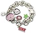 Disney Women's TK2022 Tinkerbell Pink Sunray Dial Charm Bracelet Watch