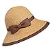 Home Prefer Womens Straw Sun Hat UPF50+ Wide Brim Floppy Hat Summer Beach Cap Khaki