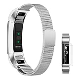 UMTELE Bands for Fitbit Alta/Alta HR, Milanese Stainless Steel Replacement Metal Band for Men & Women Large Silver