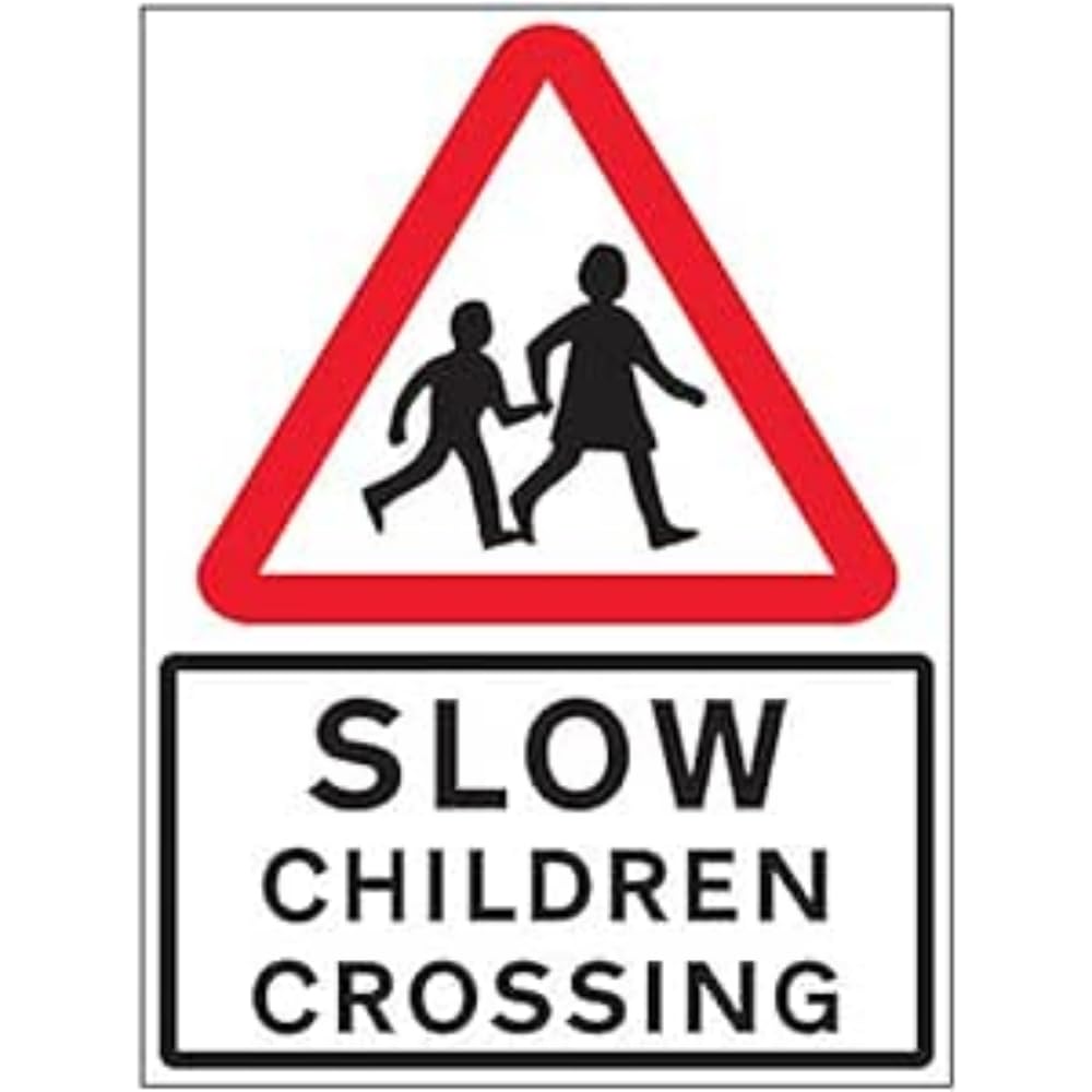 V Safety Slow, Children Crossing - 600x800mm 3mm Aluminium Composite Safety Sign