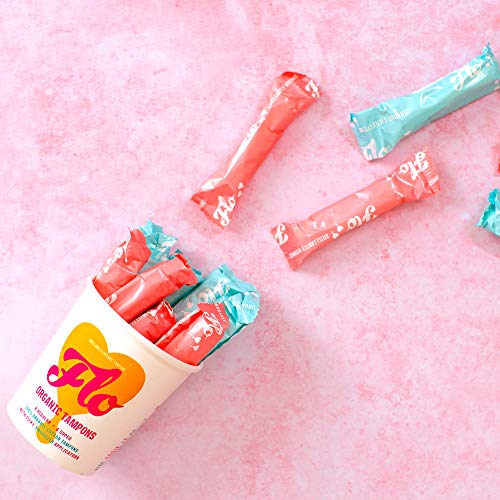 4 Pack Flo Organic Soft Compact Applicator Tampons (4 Tubs of 14 Tampons, 56 Total Tampons)