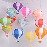 Joinwin 12 Inch Hanging Wedding Rainbow Hot Air Balloon Paper Lantern Party Decorations, Pack of 5 Pieces (Mix Design and Color)