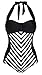 MiYang Retro Vintage Striped One Piece Monokini Chevron Lines Swimsuit