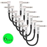Donner Guitar Patch Cable 6-Pack 15cm 1/4 Inch Right Angle PVC For Instrument Effect Pedal