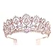 KMVEXO Baroque Royal Queen Gold Wedding Crown Crystal Princess Tiara Headbands for Women Bridal Party Birthday Headpieces (Rose Gold Pink)