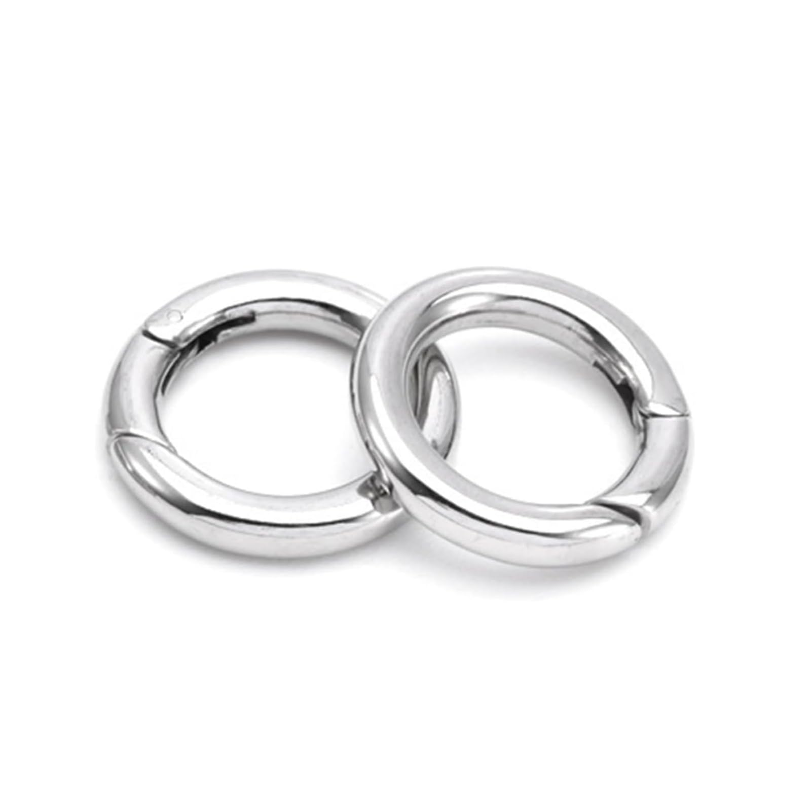 Michear S925 Sterling Silver Spring O Ring Keychain Ring Round Snap Clasps Keyring Buckle Jump Rings 10mm12mm 14mm 16mm for Bag Jewelry Making Handbag Decorations 2PCS (16mm)
