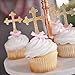 Christening Decorations. Baptism Cross Cupcake Toppers 12CT.