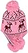 Simplicity Women's Winter Reindeer Knit Beanie w/ Earflap and Pom Balls, Pink