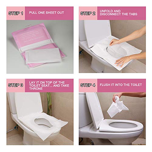image for DOTSOG Flushable Paper Toilet Seat Covers, 10 Travel Packs (100 Covers