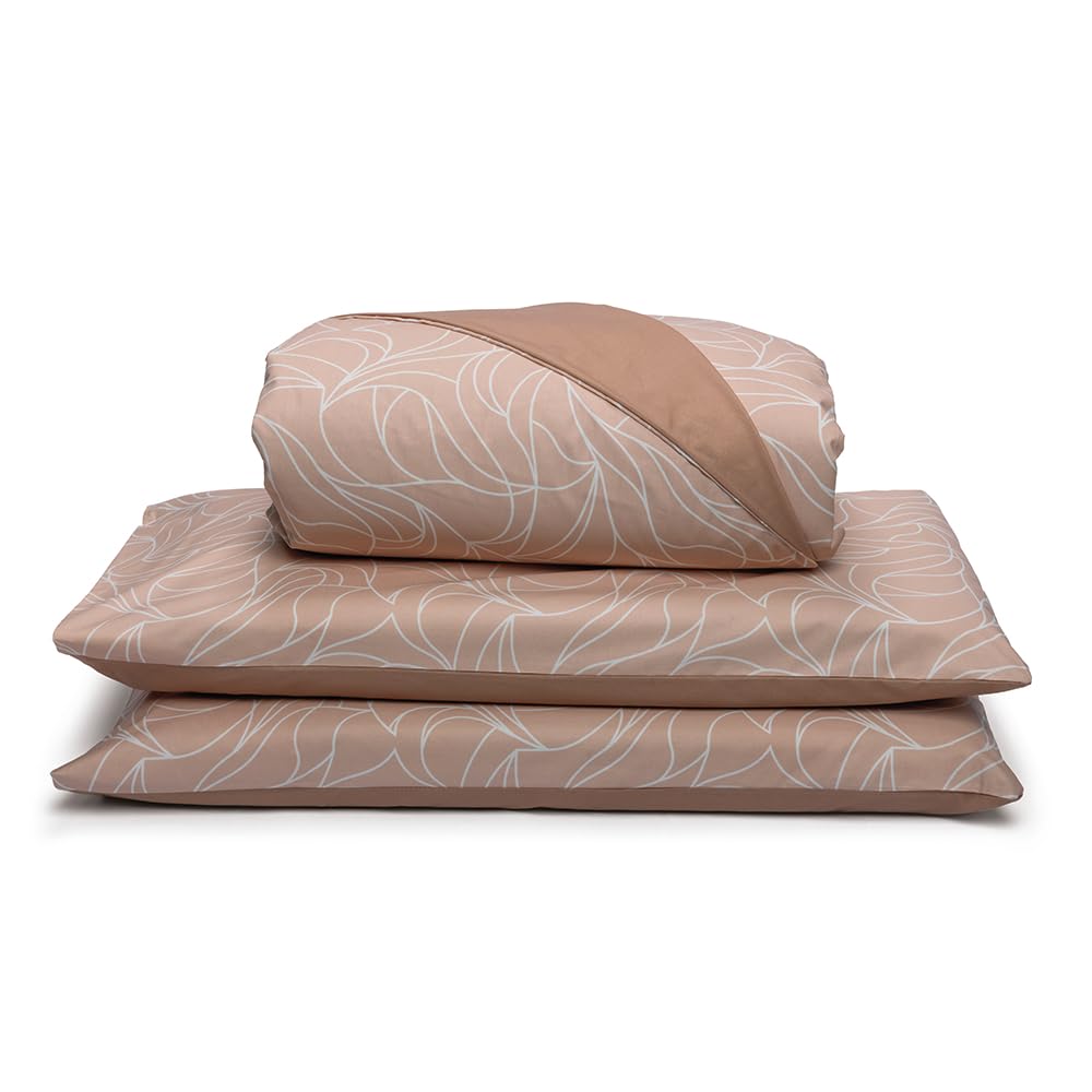 Foppapedretti Notte & Natura Double Bed Duvet Cover with 2 Pillowcases; Wave Peach 100% Cotton, Made in Italy