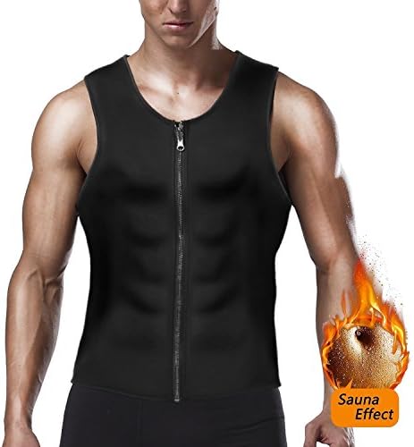 SATRUEX Men's Waist Trainer Vest for Weight Loss,Hot Neoprene Corset Slimming Body Shaper,Zipper Sauna Tank Top Workout Shirt for Fat Burning