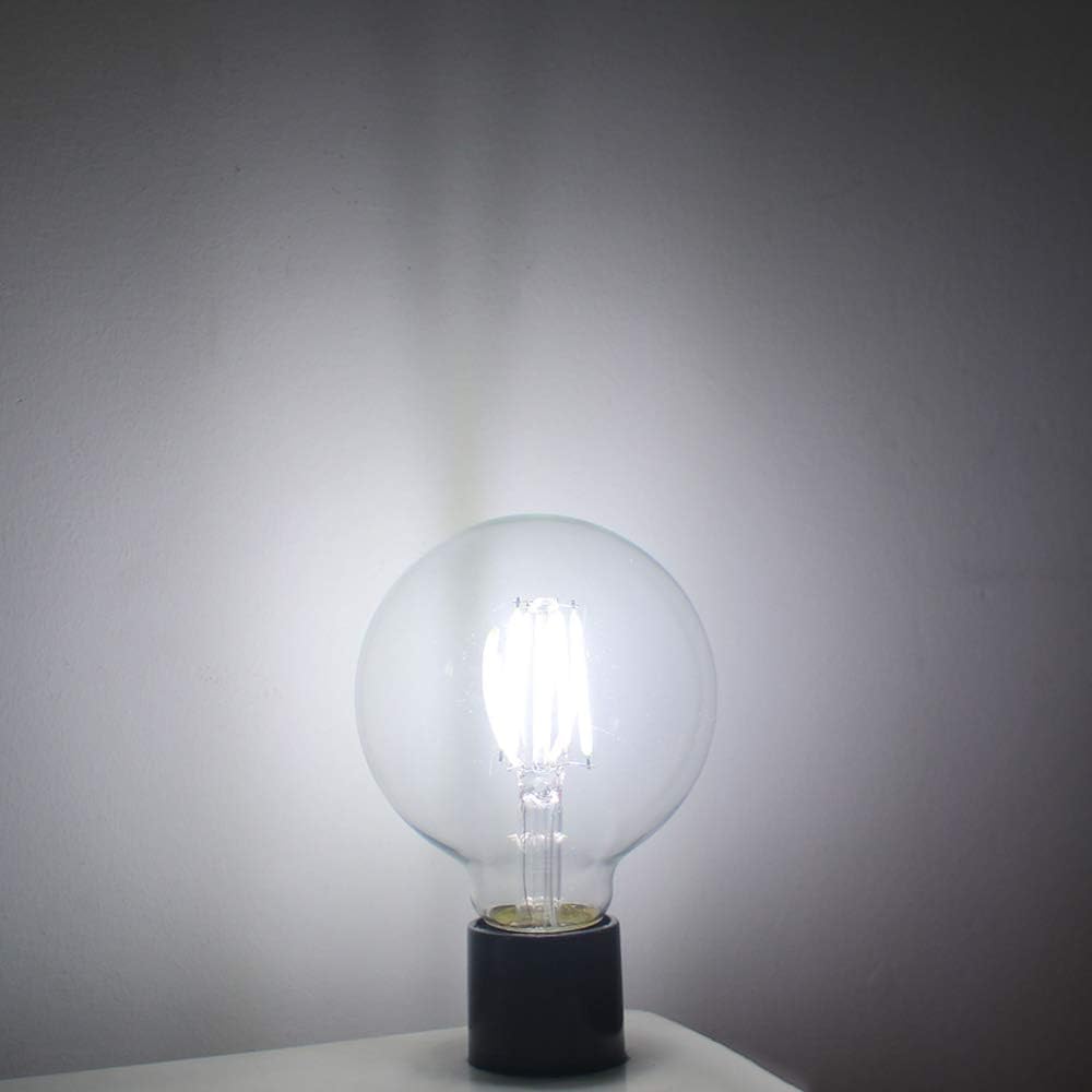 ZFQ 4W G80 (80mm) E27 LED Filament Glass Globe Cool White 6500K, 40 Watt Incandescent Bulb Equivalent - Image 3