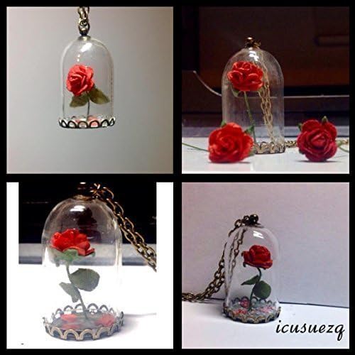 Enchanted Rose/Beauty and the Beast/CUSTOMIZABLE ADD ONS/Rose Necklace/Handmade Hand Dyed/Enchanted Rose/Beauty &amp; the Beast Inspired