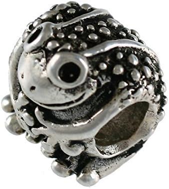 Detailed Frog Handmade Sterling Silver Large Hole Charm Bead