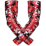 Bucwild Sports Compression Arm Sleeves (Pair) Youth & Adult Sizes Football, Baseball, Basketball, Cycling, Tennis Red Camo Adult Small