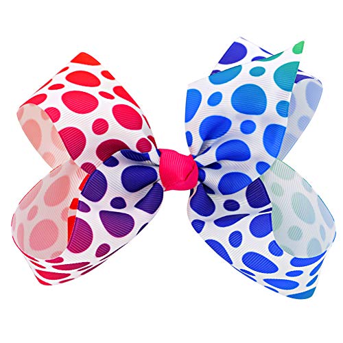 image for Myamy 6 inches Big Large Grosgrain Ribbon Hair Bows Boutique Raibbow H