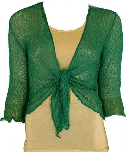 Taboo fashion clothingTaboo fashion clothing Ladies Plain Knitted Cropped TIE UP Bolero Shrug TOP - Massive FIT (Ocean Green)