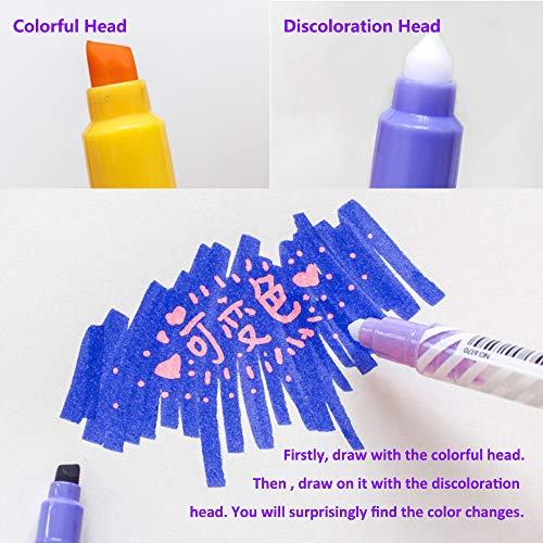 Ann Bully Magic Highlighters Color Change Highlighter Marker Pens, Double Head Magic Highlighters for Writing Drawing Bullet Journal Card Making DIY