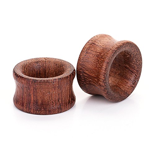 CABBE KALLO 2Pair Natural Wood Ear Tunnels and Plugs Vintage Brown Wooden Ear Stretcher Gauges (Gauge=6mm(2g)) - Thumbnail 5