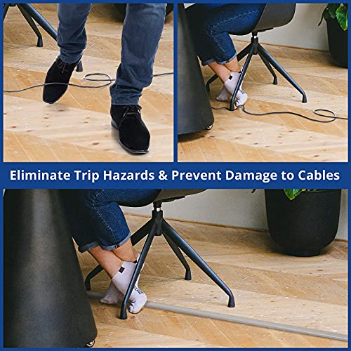 Floor Cable Cover, 4ft, Grey Wire Cover for Floor, Prevent Cable Trips