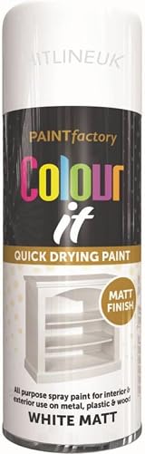 HitlineUK 2x 400ml White Matt Spray Paint Wood Metal Plastic Quick Dry Interior view 3
