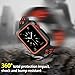 C-tree Band with Case 42mm Shock Proof Shatter Resistant Protective Case Silicone Sport Replacement Black Red 42mm
