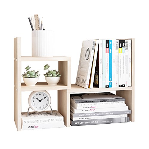 Jerry-Maggie-Desktop-Organizer-Office-Storage-Rack-Adjustable-Wood-Display-Shelf-Birthday-Gifts-Toy-Home-Decor-Free-Style-Rotation-Display-True-Natural-Stand-Shelf-White-Wood-Tone