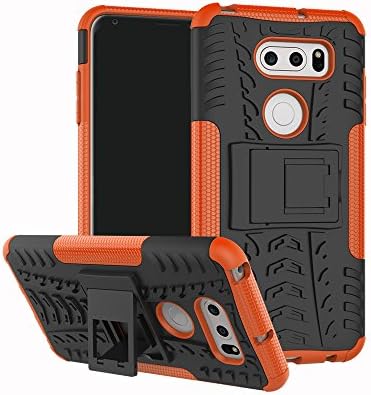 LG V35 Case, Nicelin Hard PC Material Cover and TPU Inner Layer 2 in 1 Case Kickstand for LG V35 ThinQ (Orange)