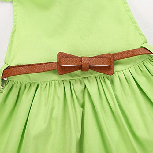 FEITONG 2017 Toddler Kid Baby Girl Outfit Clothes 3Pcs Bowknot Princess Dresses+Belt+Headband (4-5T, Green) - Thumbnail 7