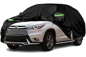 Qnmittry Waterproof Car Covers Compatible with 2020-2024 Toyota Highlander, All Weather Custom-fit Car Cover with Zipper Door for Rain Snowproof UV Windproof Protection