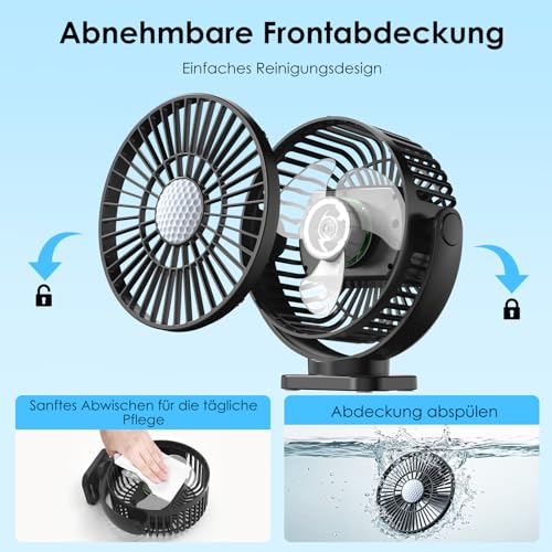 Minthouz Magnetic Fan with 12000 mAh Battery, USB Fan with 3 Speed Levels, Portable LED Table Fan, Suitable for Golf Cart, Cruise Ship, Travel, Camping, Pack of 2