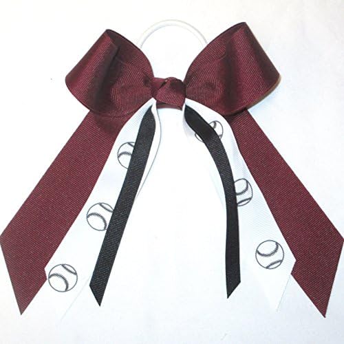 Sublimation Specialties Softball/Baseball Hair Bow - Made in The USA, White Pony Band