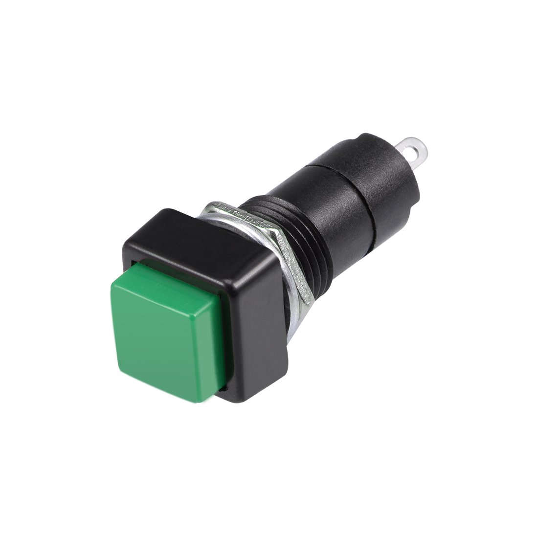 sourcing map 10Pcs,12mm Latching Push Button Switch Green Self-Locking Square Button SPST NO
