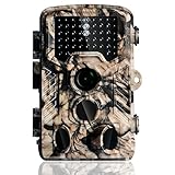 Hunting Game Camera Wildlife Surveillance Trail Cameras, 16MP 1080P with 65ft Infrared Night Vision, 0.2s Motion Activated, 46pcs No Glow IR LEDs, IP56 Waterproof,120°PIR Sensors,2.4’’ LCD Screen,Camo