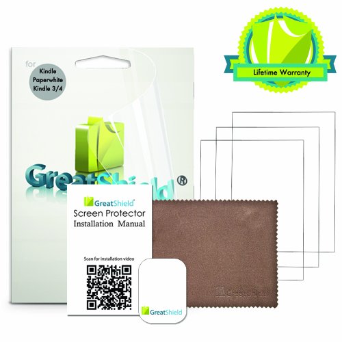 GreatShield (3 Pack) Anti-Glare Matte Screen Protector Film Shield for Amazon Kindle Paperwhite, Kindle (2016-2009), Kindle Touch, Kindle Keyboard, Kindle Voyage, Kindle Oasis and Kobo Aura Edition 2