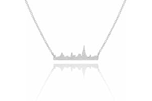Art Attack Stainless Steel I Love New York City Necklace, Empire State Heart Map Manhattan Skyline Cityscape NYC Fashion Outline Pendant (Silver)