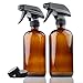 Empty Amber Glass Spray Bottles | 2 Pack 16 Oz Refillable Sprayer for Essential Oil | Water, Kitchen, Bath, Beauty, Hair, Cleaning | Durable Trigger Sprayer with Mist & Stream Modes & 2 Storage Caps primary