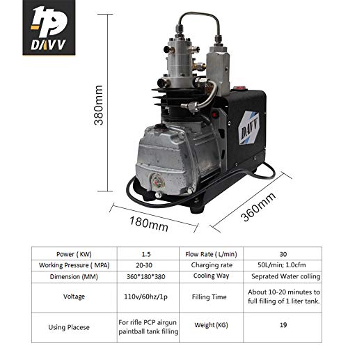 HPDAVV Air Compressor 4500psi for Paintball PCP Airgun Rifle,PCP Air Compressor,Auto Stop,US After-Sales Service,Paintball-Compressor,Accessories Package,Operational Video,110V - Thumbnail 2