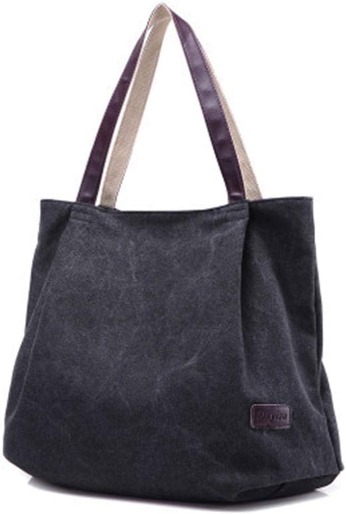 Viaste Women Solid Canvas Shoulder Bag Big Capacity Handbag Tote Purse Shoulder Bags